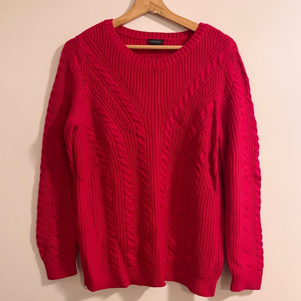 Talbots Red Cable Knit Sweater